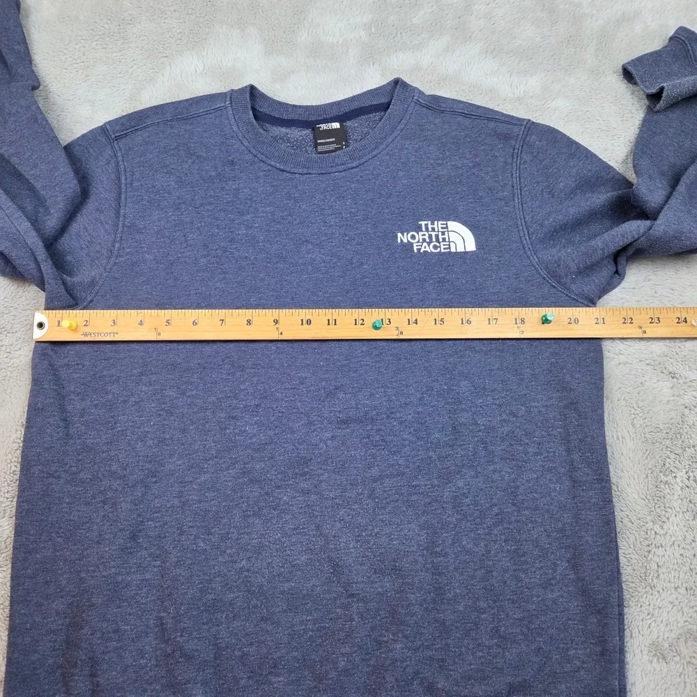 The North Face Crewneck Sweatshirt Unisex S Fleece Logo Pullover Heathered Blue